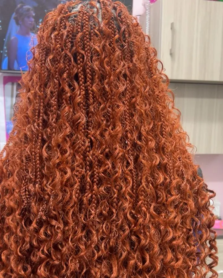 Long copper boho curls