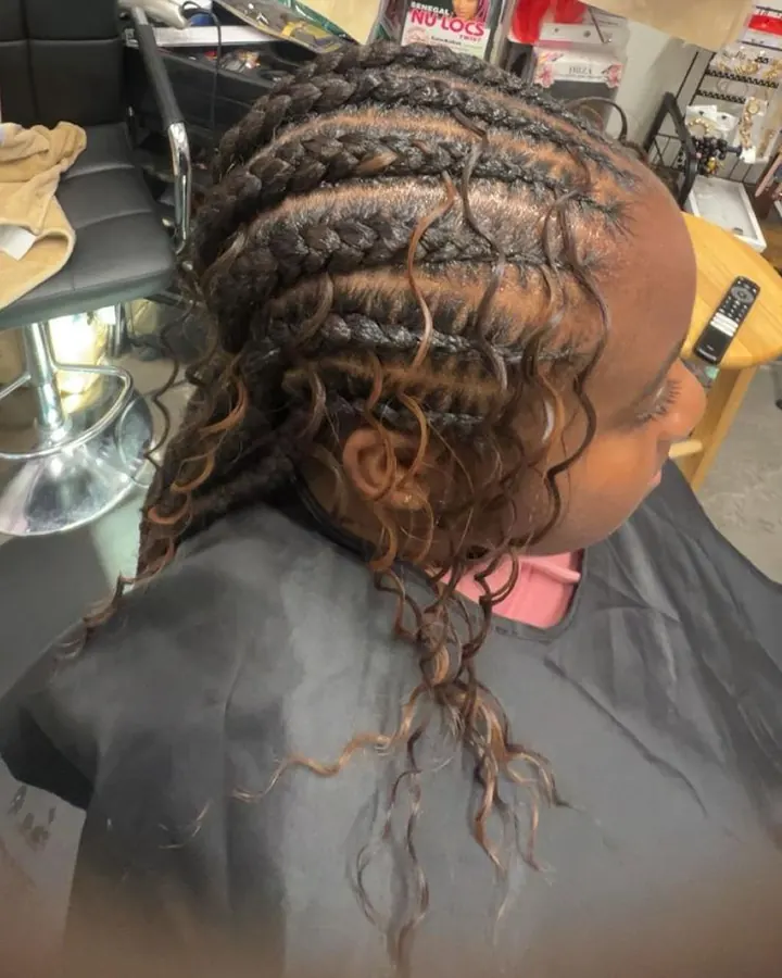 Cornrows with curly ends