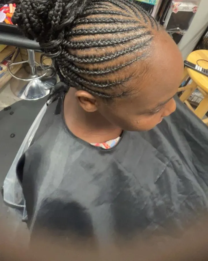 Cornrows into a high bun
