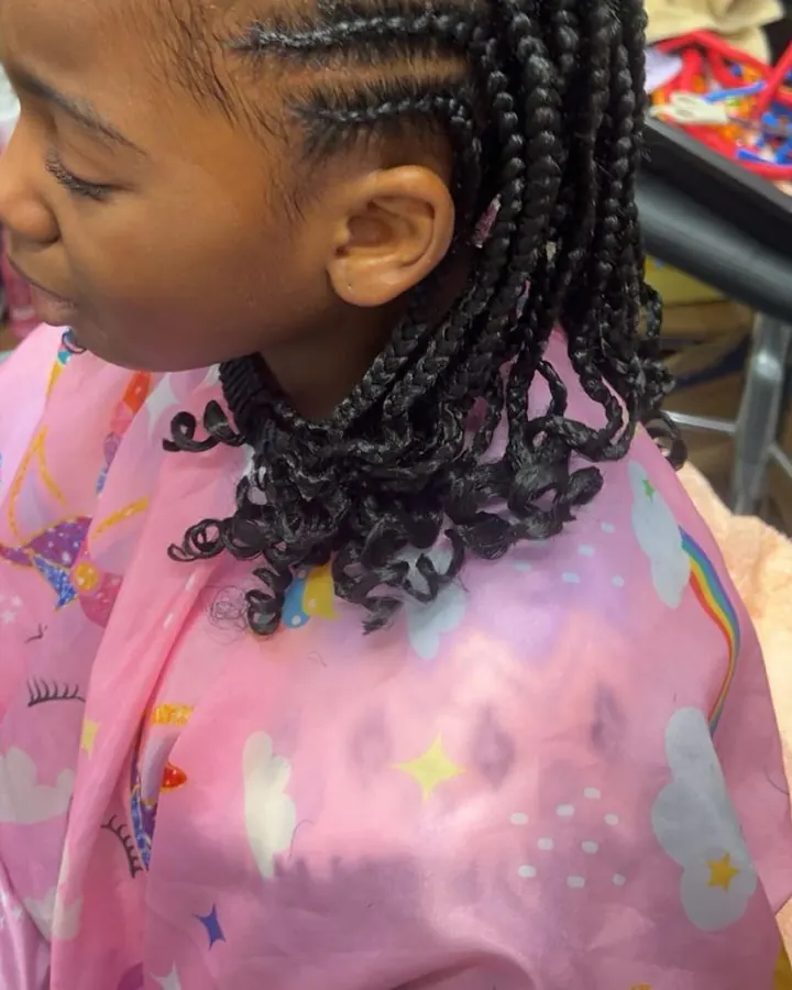 Kids boho braids with curly ends
